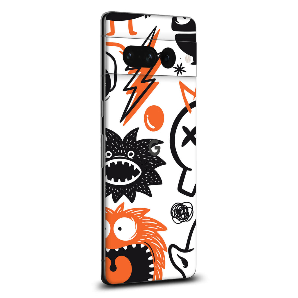 Google Pixel 7 Pro Doodles monster orange skins