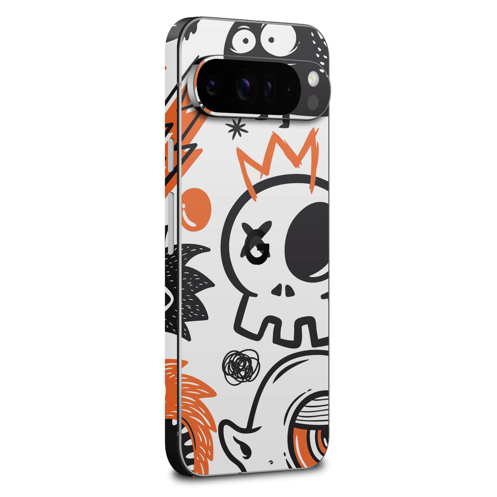 google pixel 9 pro xl doodles monster orange skins