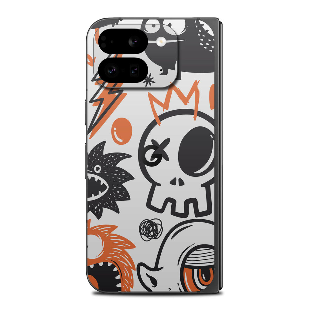 google pixel 9 pro fold doodles monster orange skins