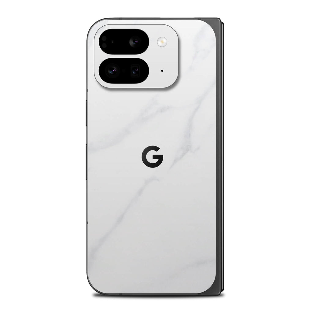 google pixel 9 pro fold white marble skins