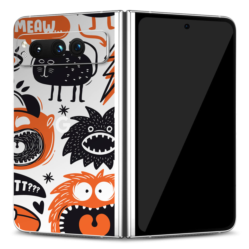 Google Pixel Fold Doodles monster orange skins