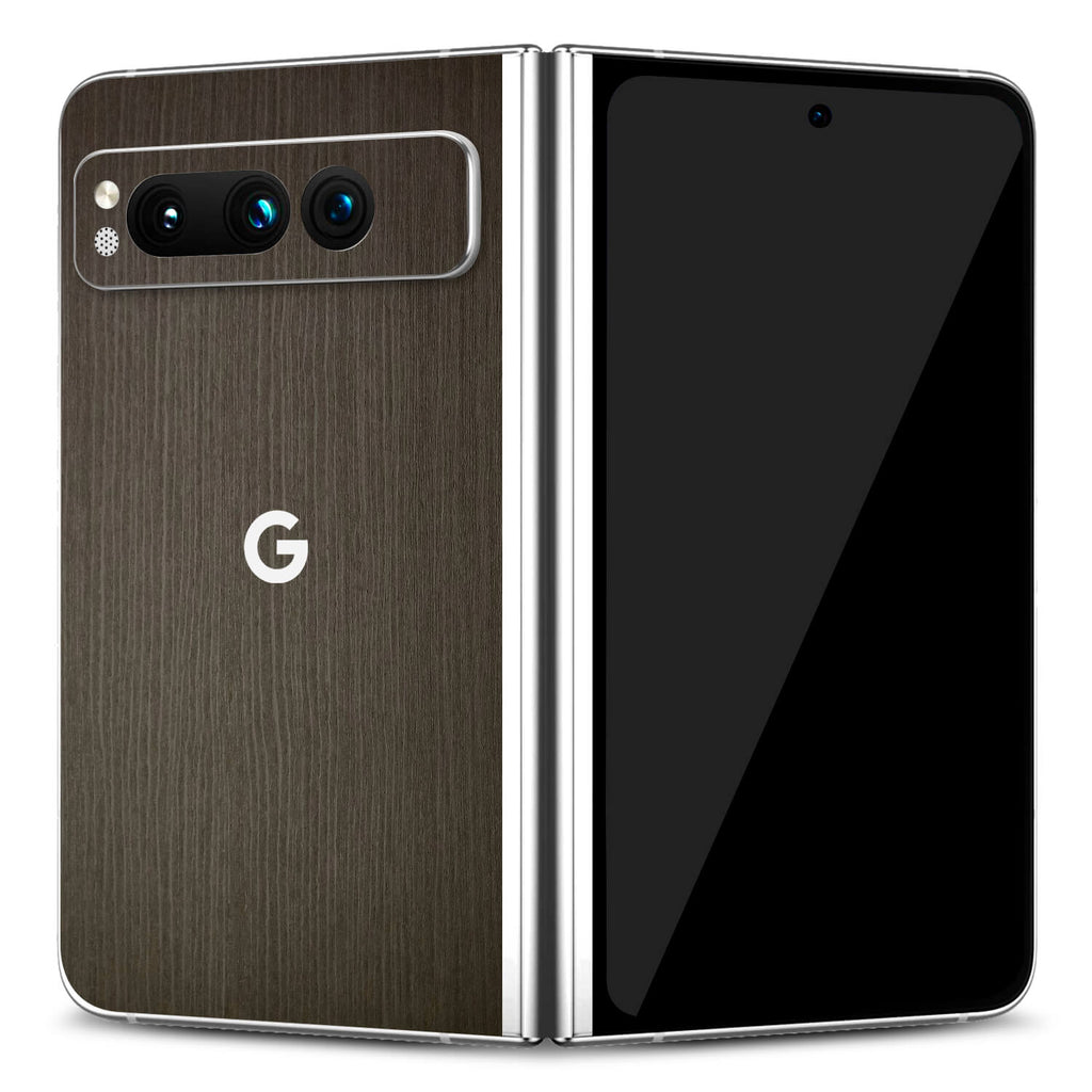 Google Pixel Fold Silverblack wood skins