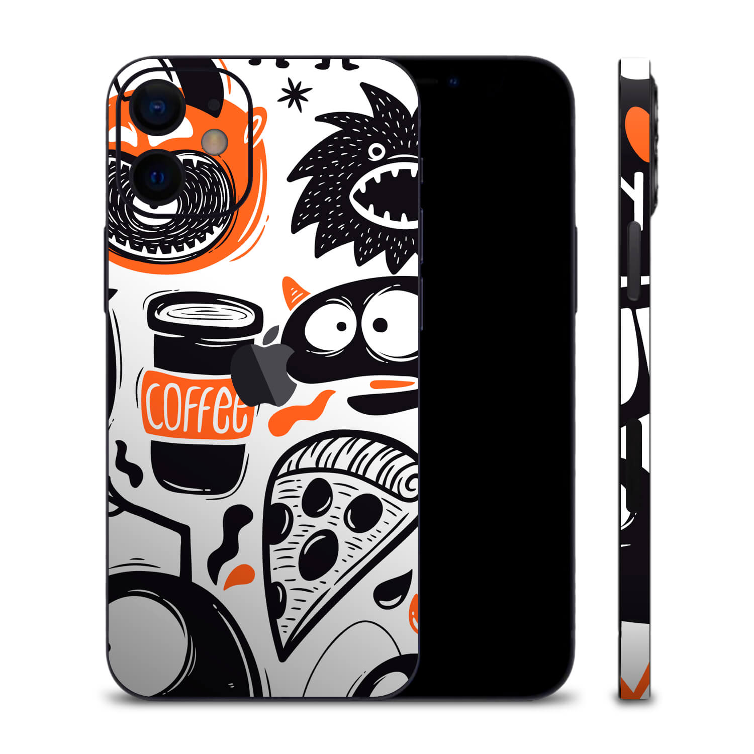 iPhone 12 Mini Doodles monster orange skins