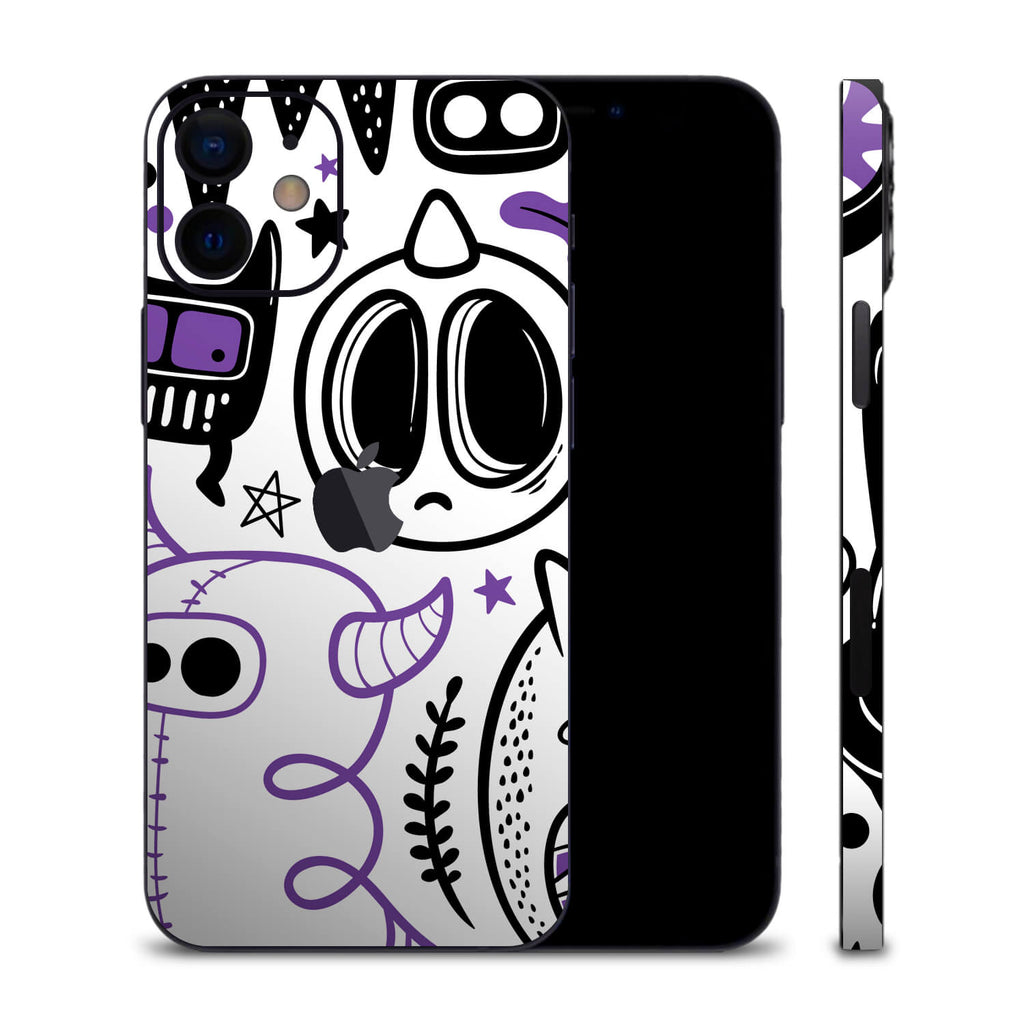 iPhone 12 Mini Doodles monster purple skins