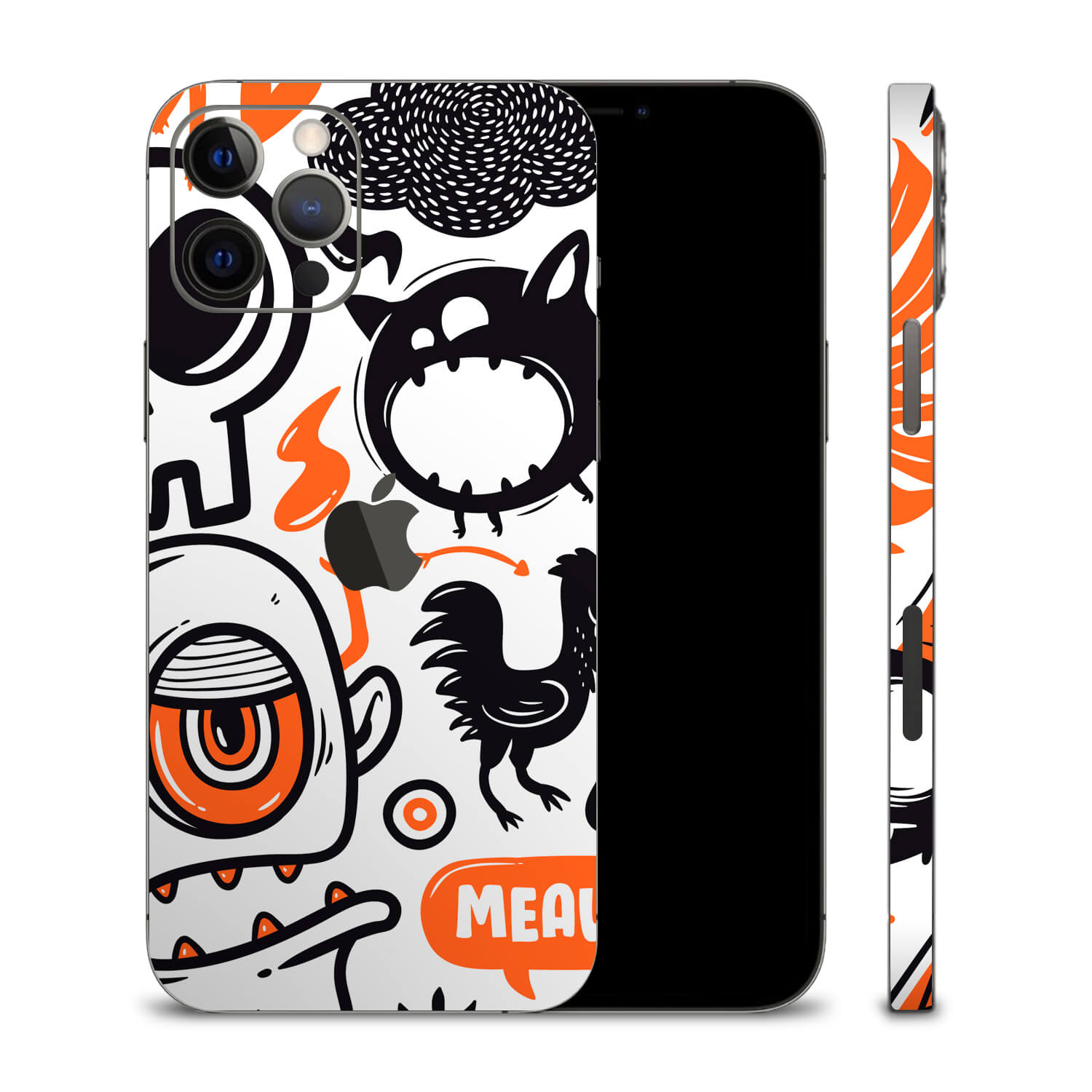 iPhone 12 Pro Max Doodles monster orange skins