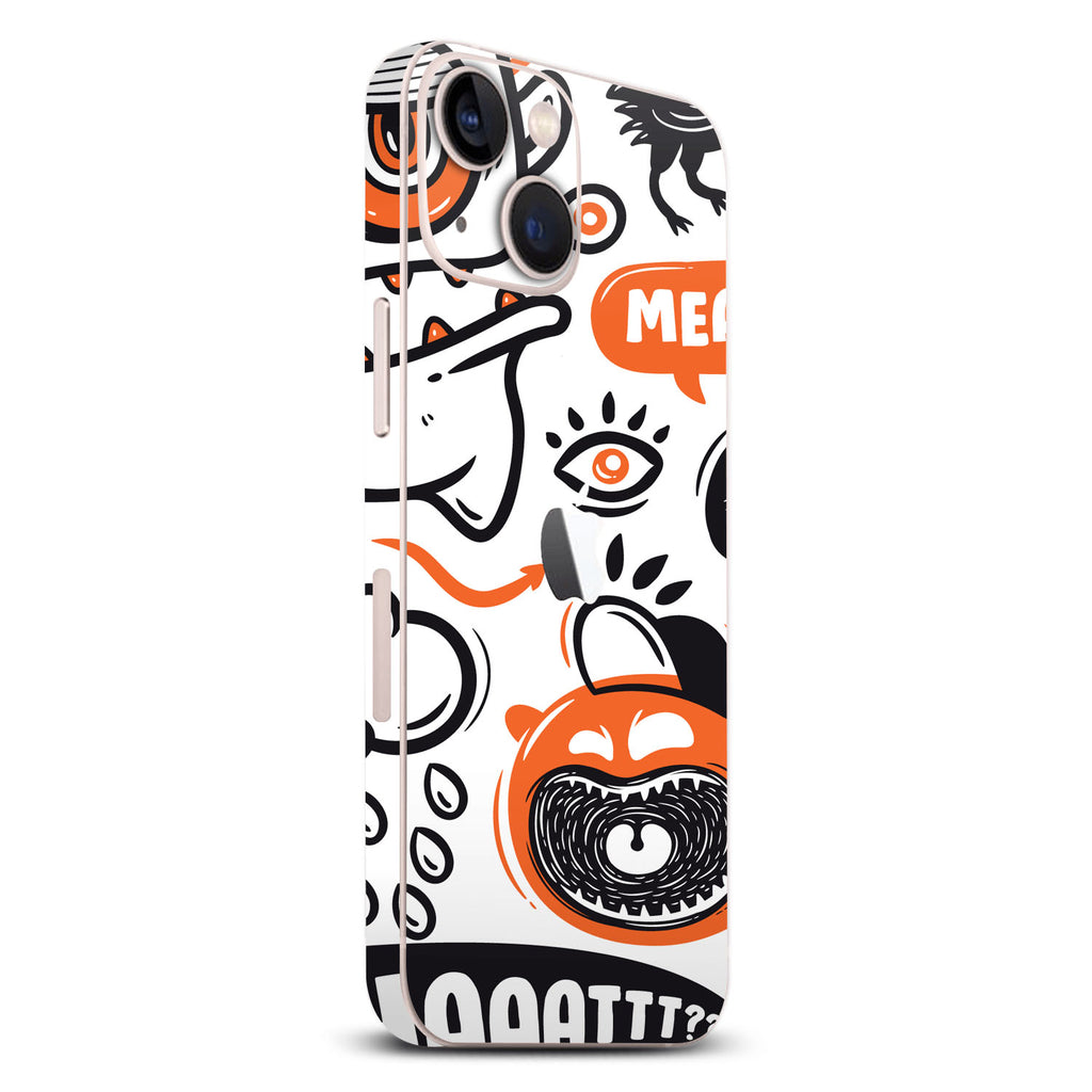 iPhone 13 Mini Doodles monster orange skins