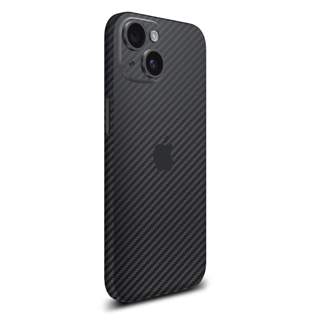 iPhone 15 Plus Black carbon fibre skins