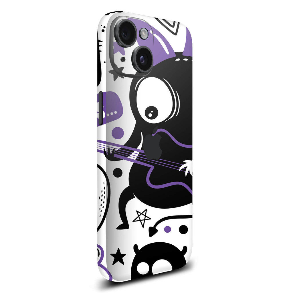 iPhone 15 Doodles monster purple skins