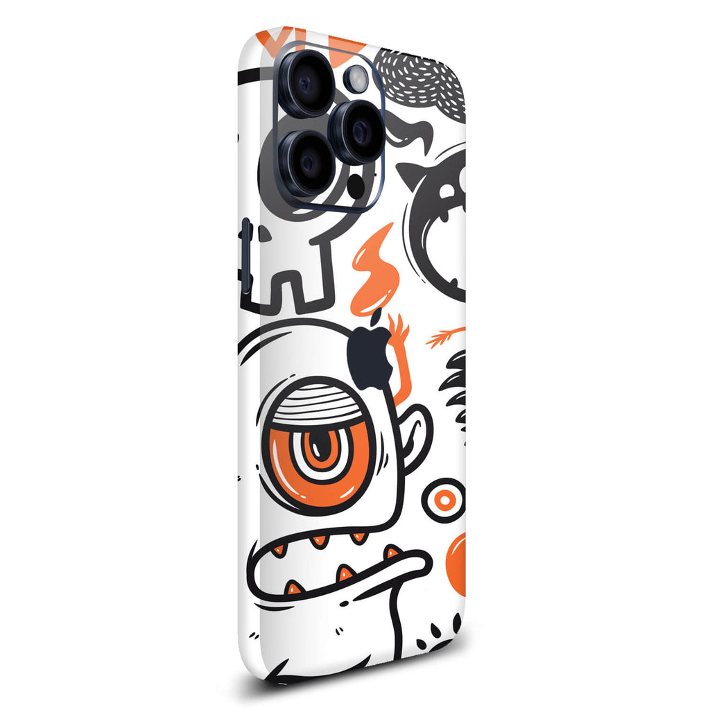 iPhone 15 Pro Doodles monster orange skins