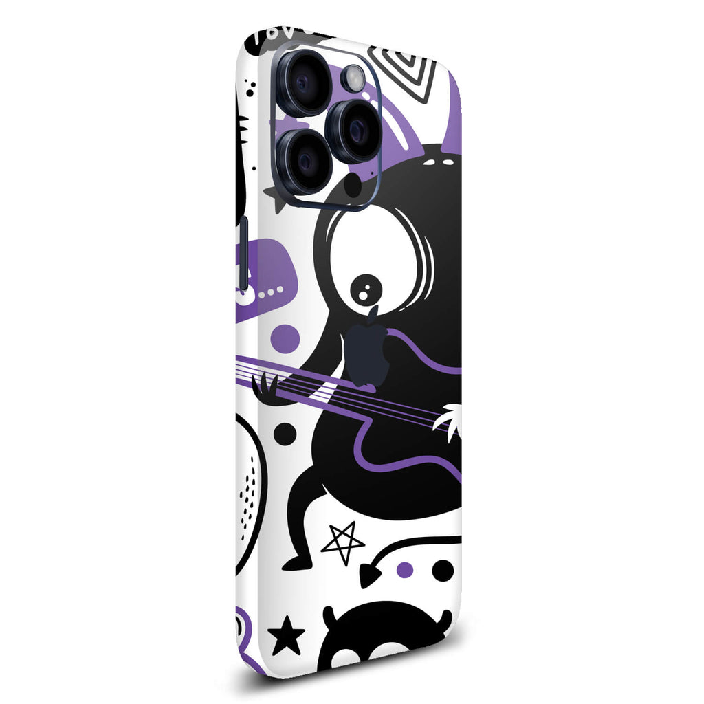 iPhone 15 Pro Doodles monster pruple skins