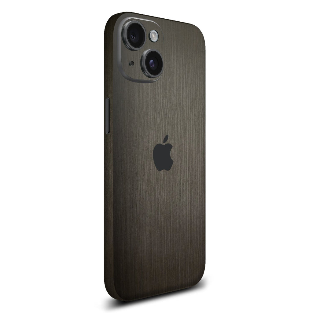 iPhone 15 Plus Silverblack wood skins