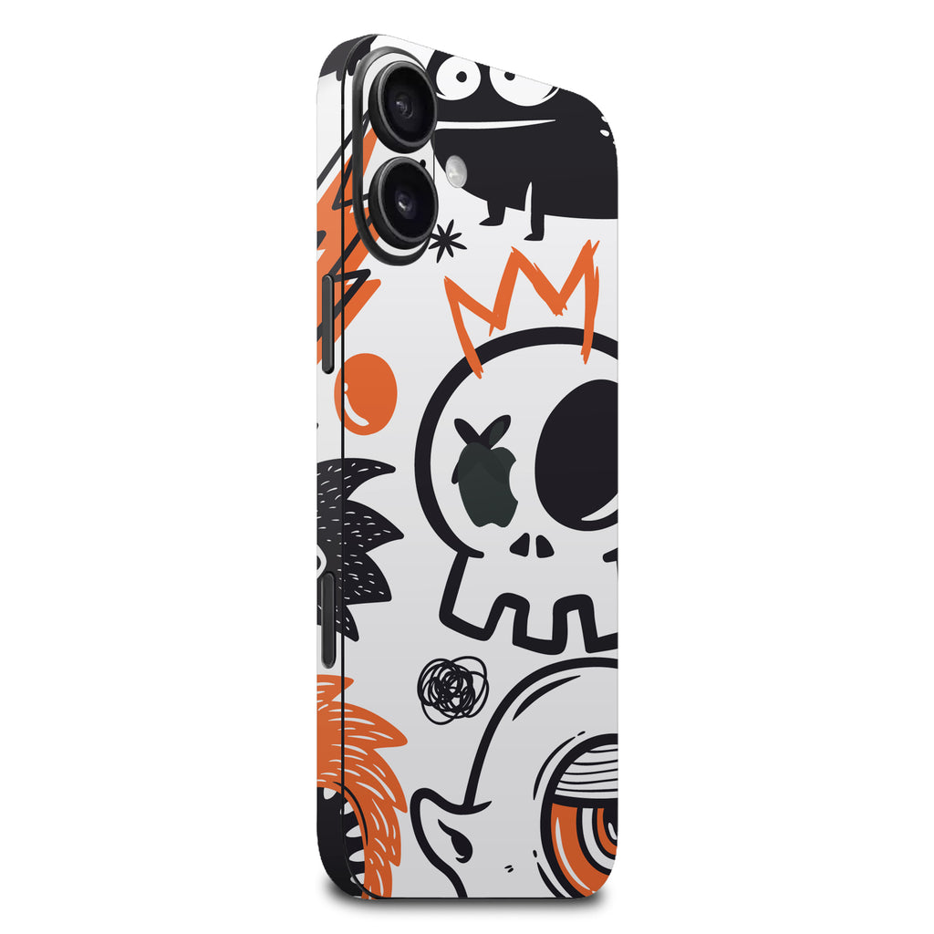 iphone 16 Plus doodles monster orange skins