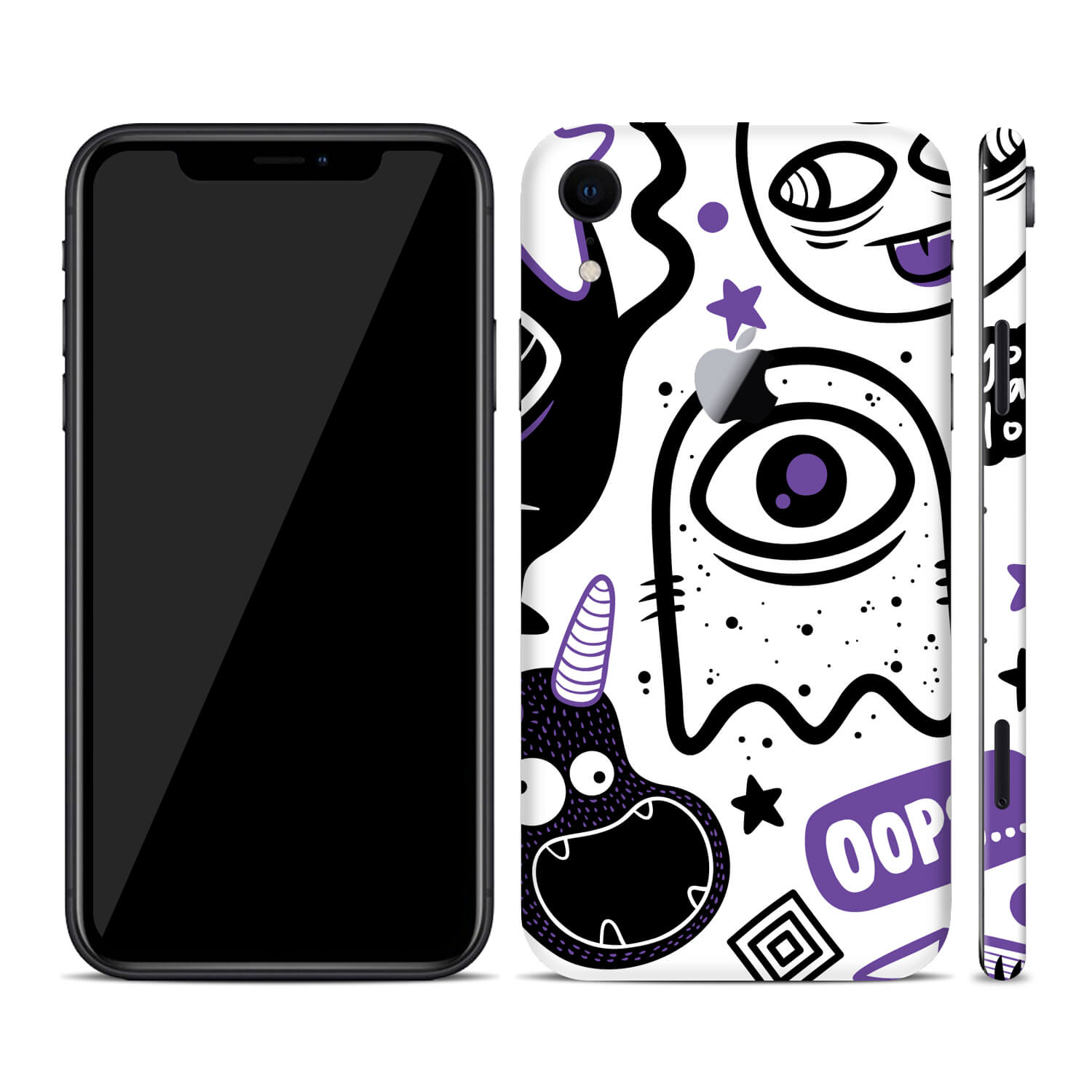 iPhone XR Doodles monster purple skins