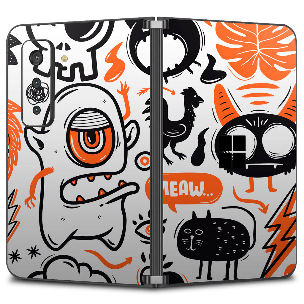Microsoft Surface Duo 2 Doodles monster orange skins