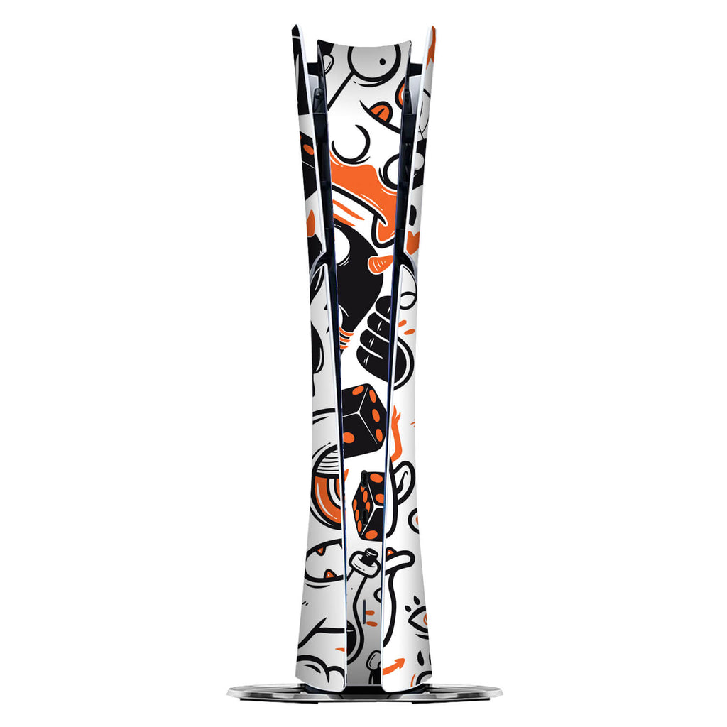 PS5 Slim (Digital Edition) Doodles monster orange skins