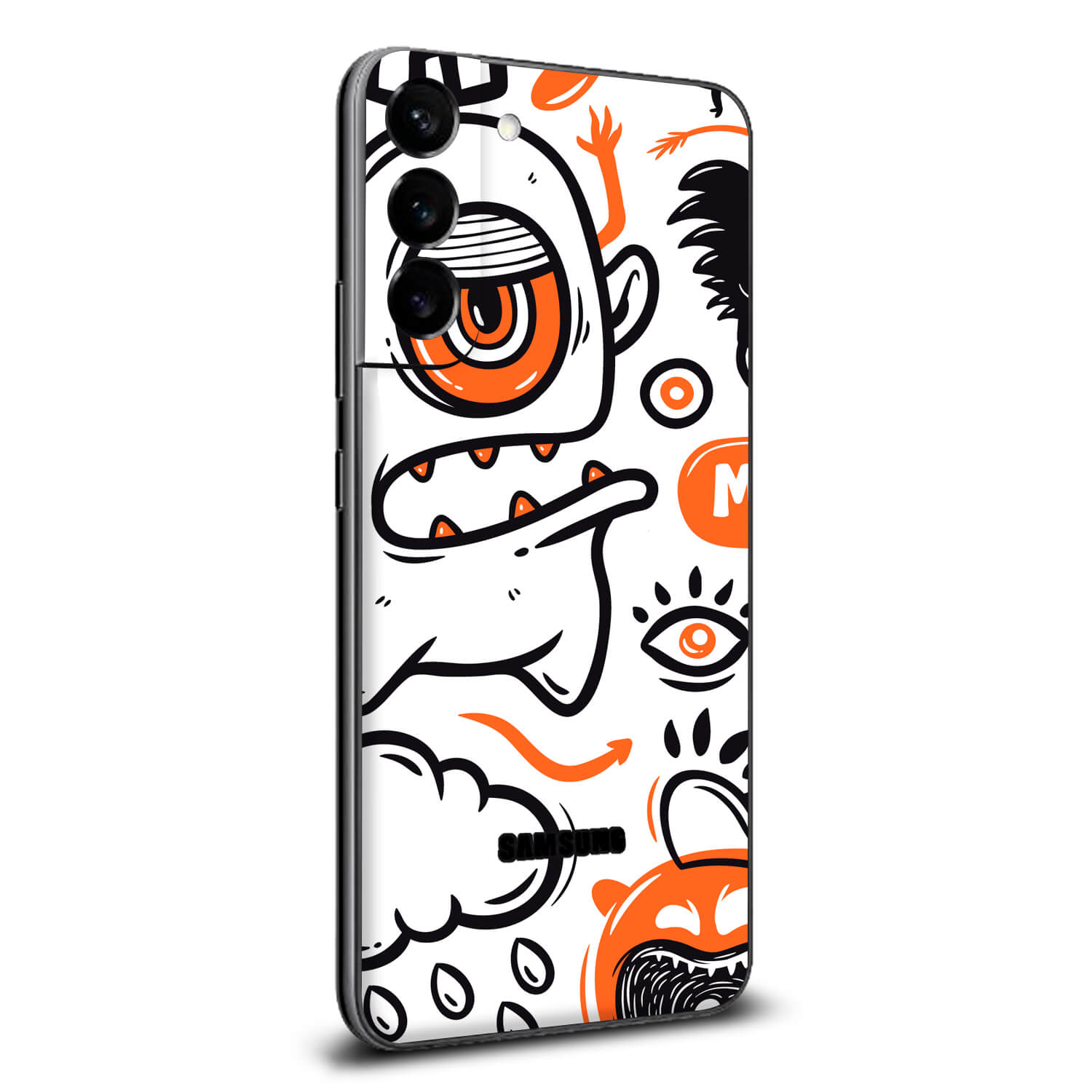 Samsung Galaxy S22 Doodles monster orange skins
