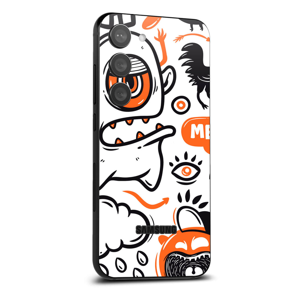 Samsung Galaxy S23 Doodles monster orange skins