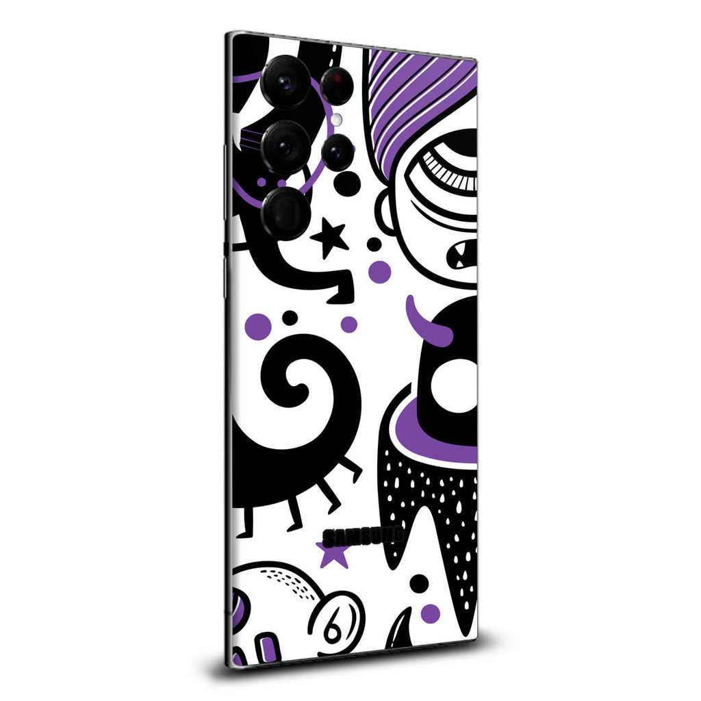 Samsung Galaxy S24 Ultra Doodles monster purple skins