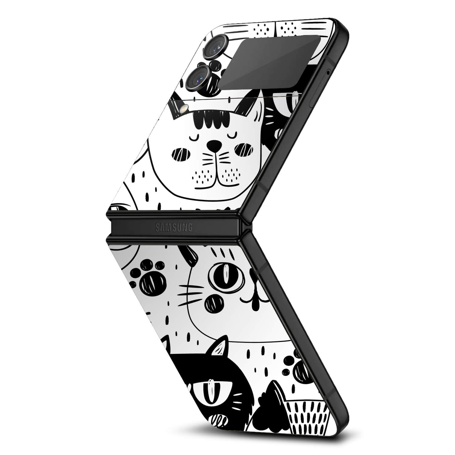 Samsung Galaxy Z Flip 4 Doodles cat skins