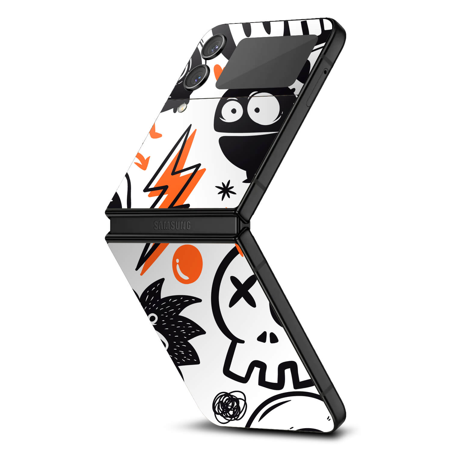 Samsung Galaxy Z Flip 4 Doodles monster orange skins