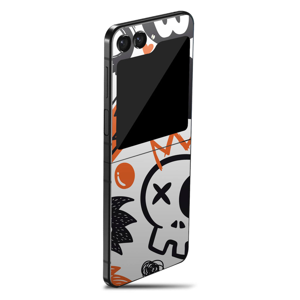 Samsung Galaxy Z Flip 5 Doodles monster orange skins