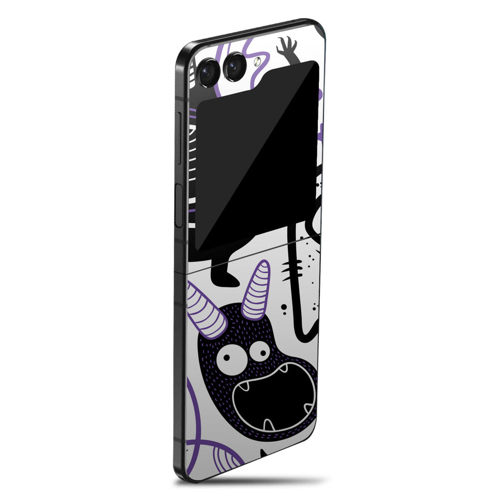 Samsung Galaxy Z Flip 5 Doodles monster purple skins