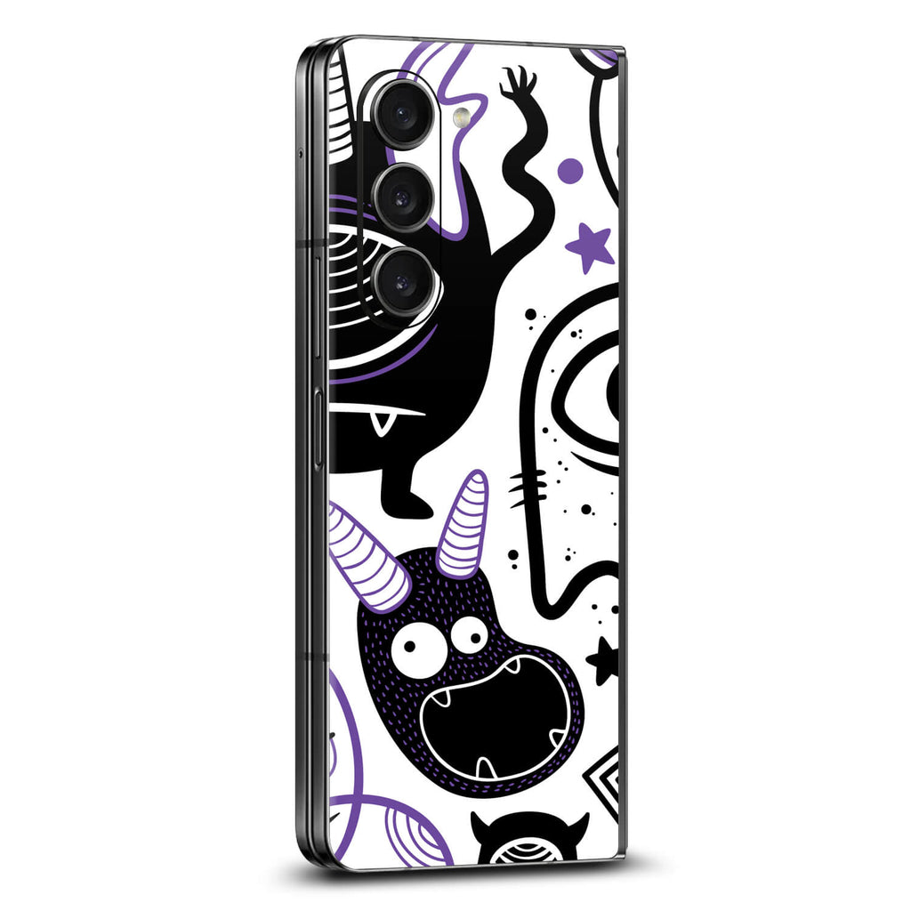Samsung Galaxy Z Fold 5 Doodles monster purple skins