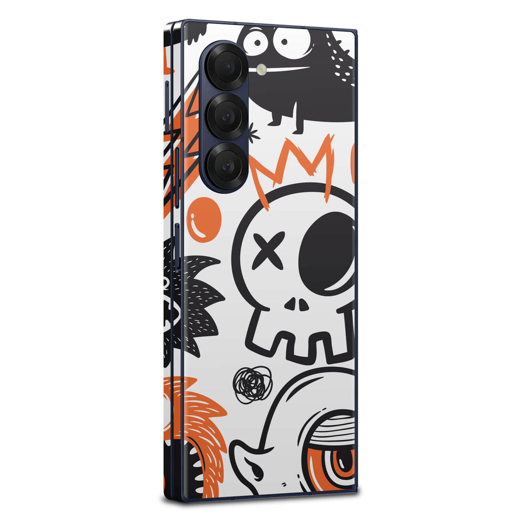 Samsung Galaxy Z Fold 6 Doodles monster orange skins