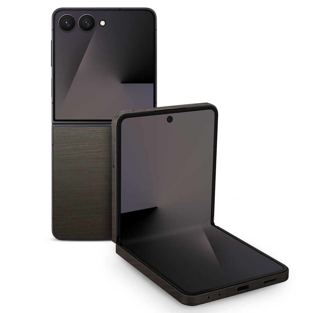Samsung Galaxy Z Flip 7 silverblack wood Skins
