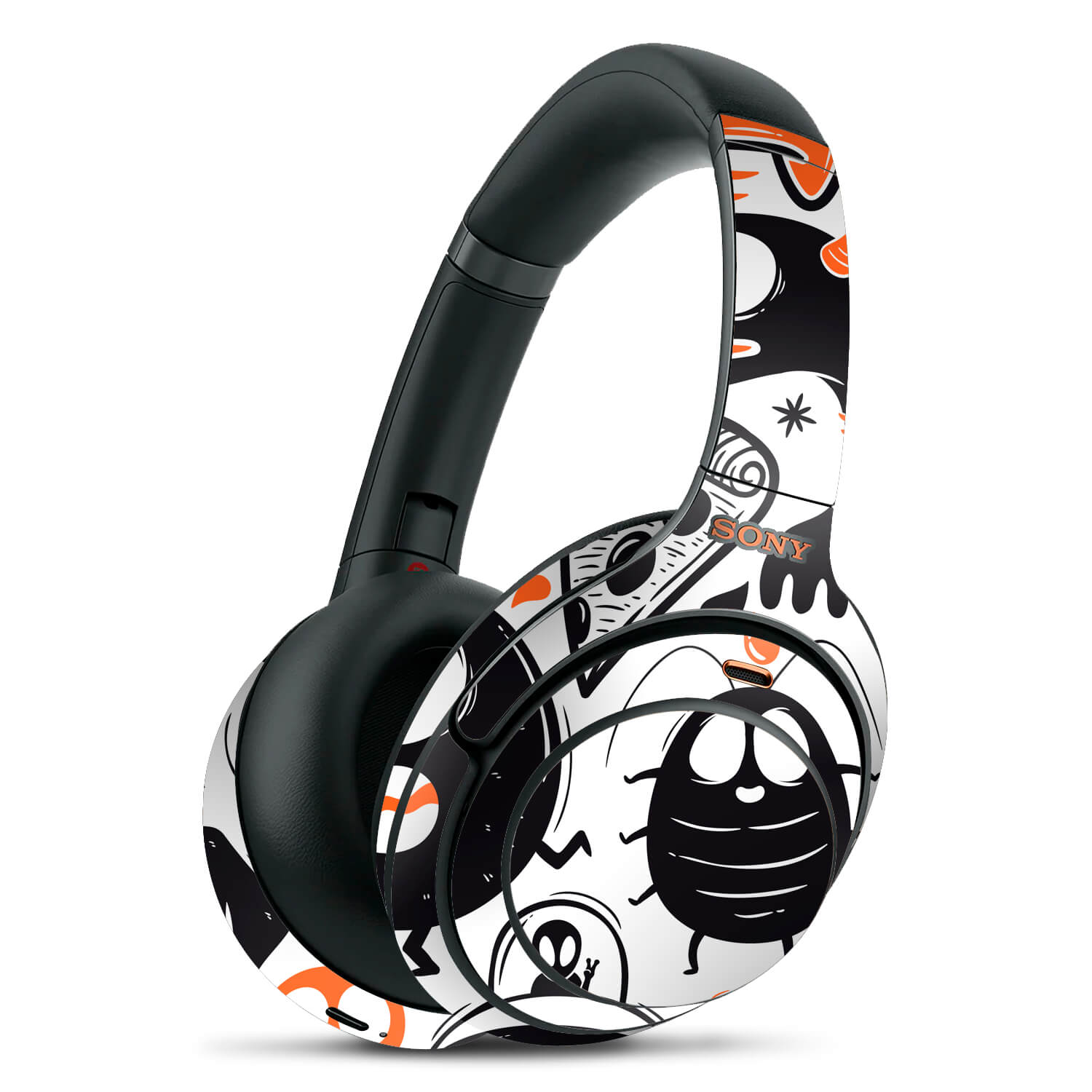 Sony WH1000XM4 Doodles monster orange skins