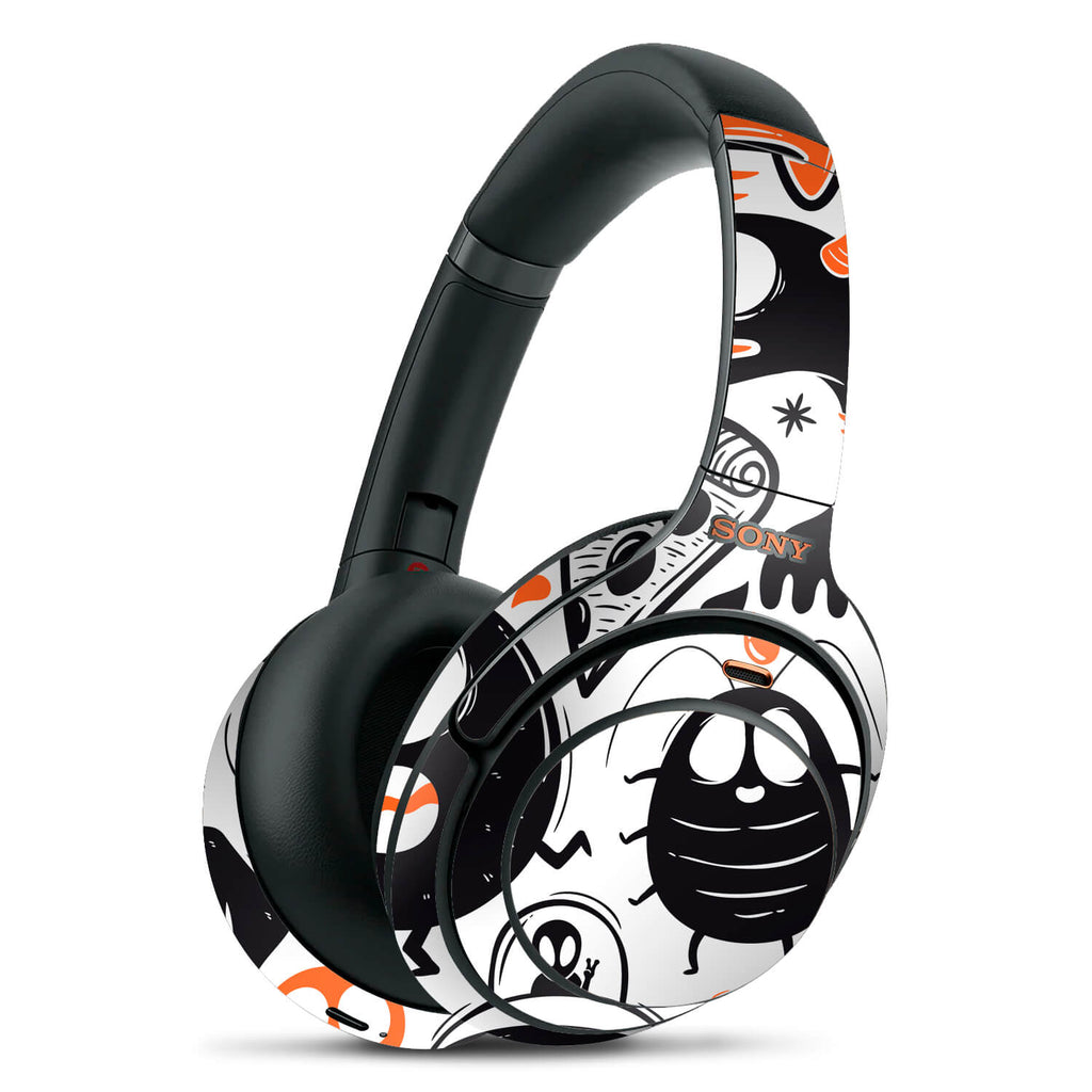 Sony WH1000XM4 Doodles monster orange skins