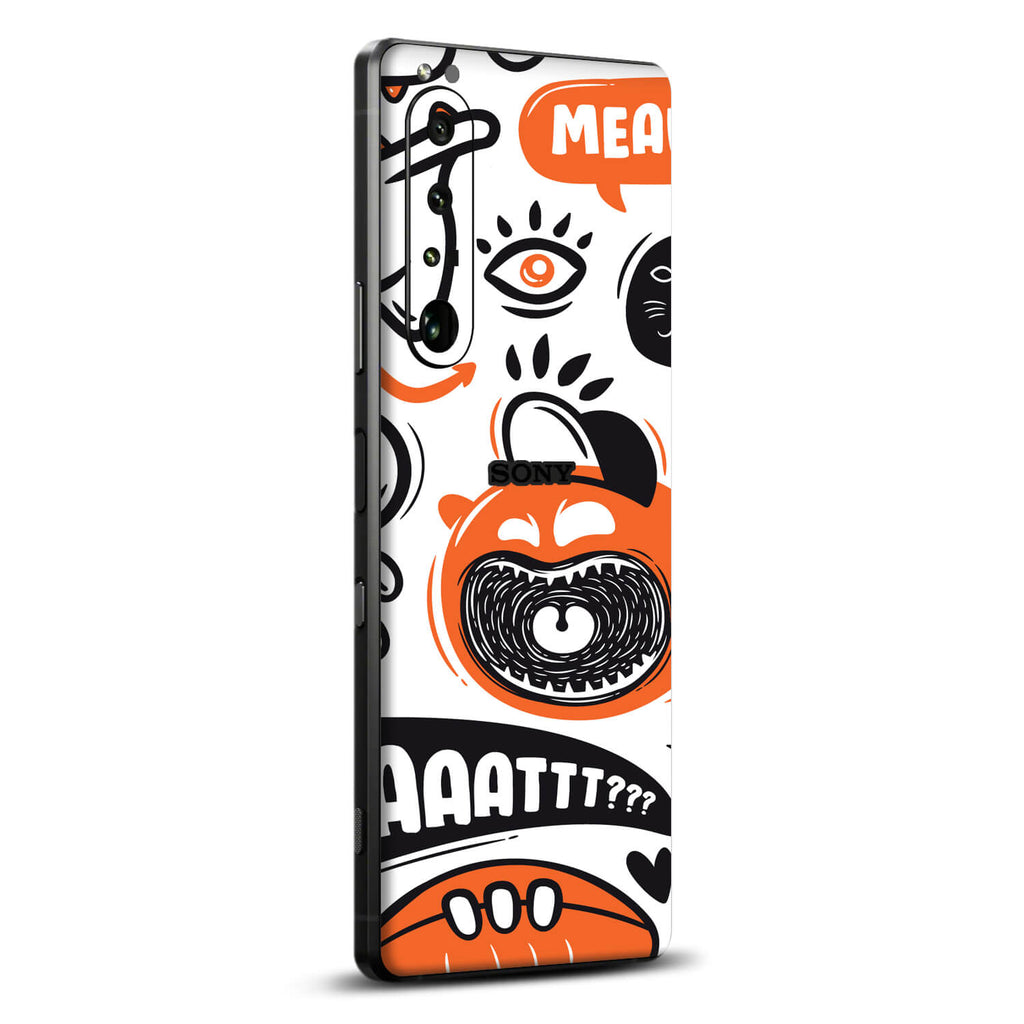 Sony Xperia 1 iv Doodles monster orange skins