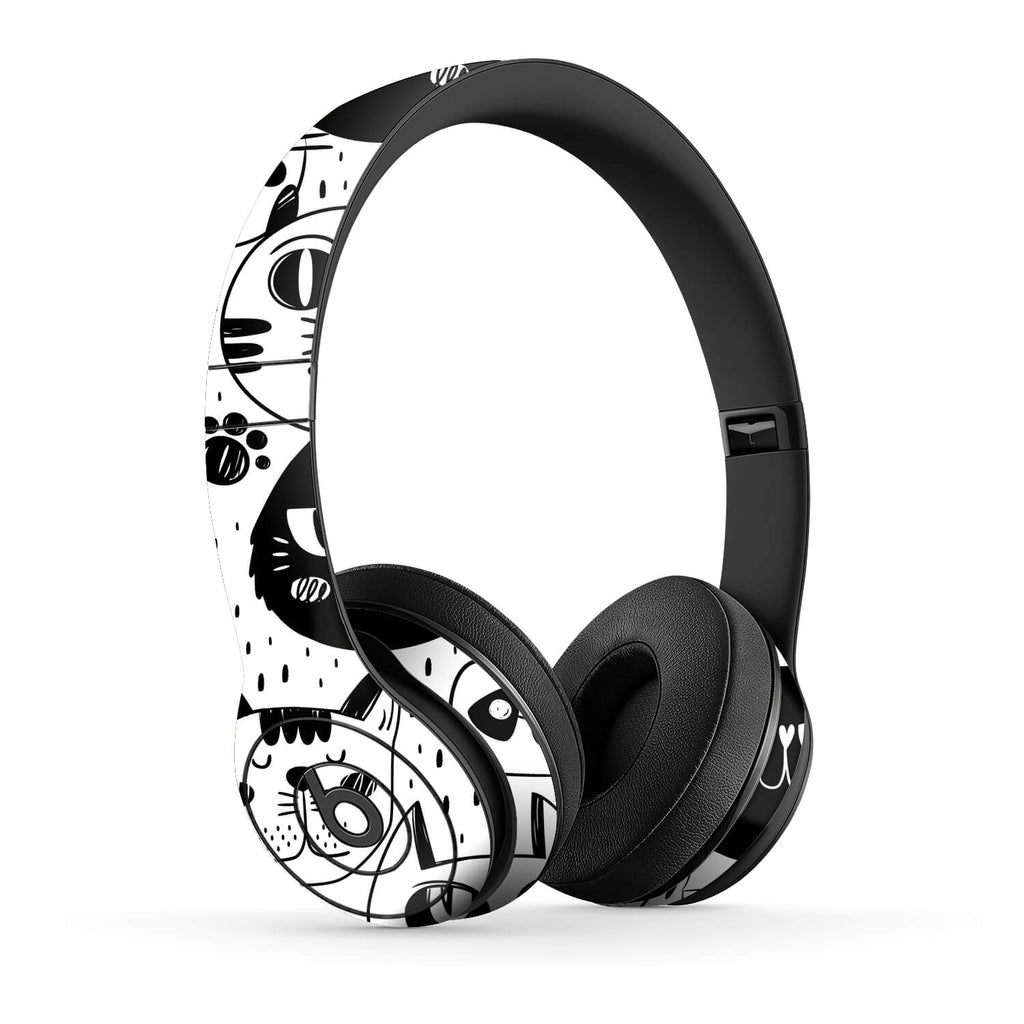 Beats Solo 3 Headphone Wireless Doodles cat skins