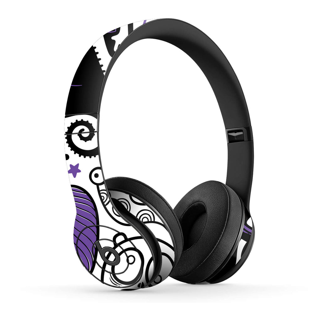 Beats Solo 3 Headphone Wireless Doodles monster purple skins