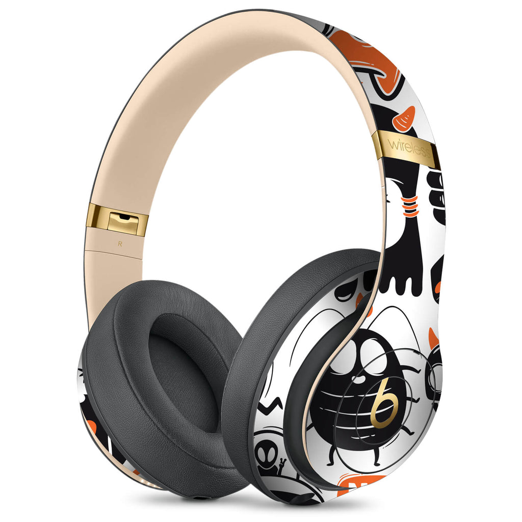 Beats Studio 3 Headphone Wireless Doodles monster orange skins