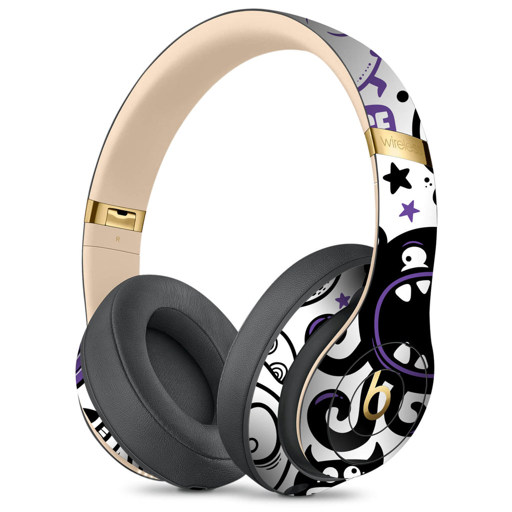 Beats Studio 3 Headphone Wireless Doodles monster purple skins
