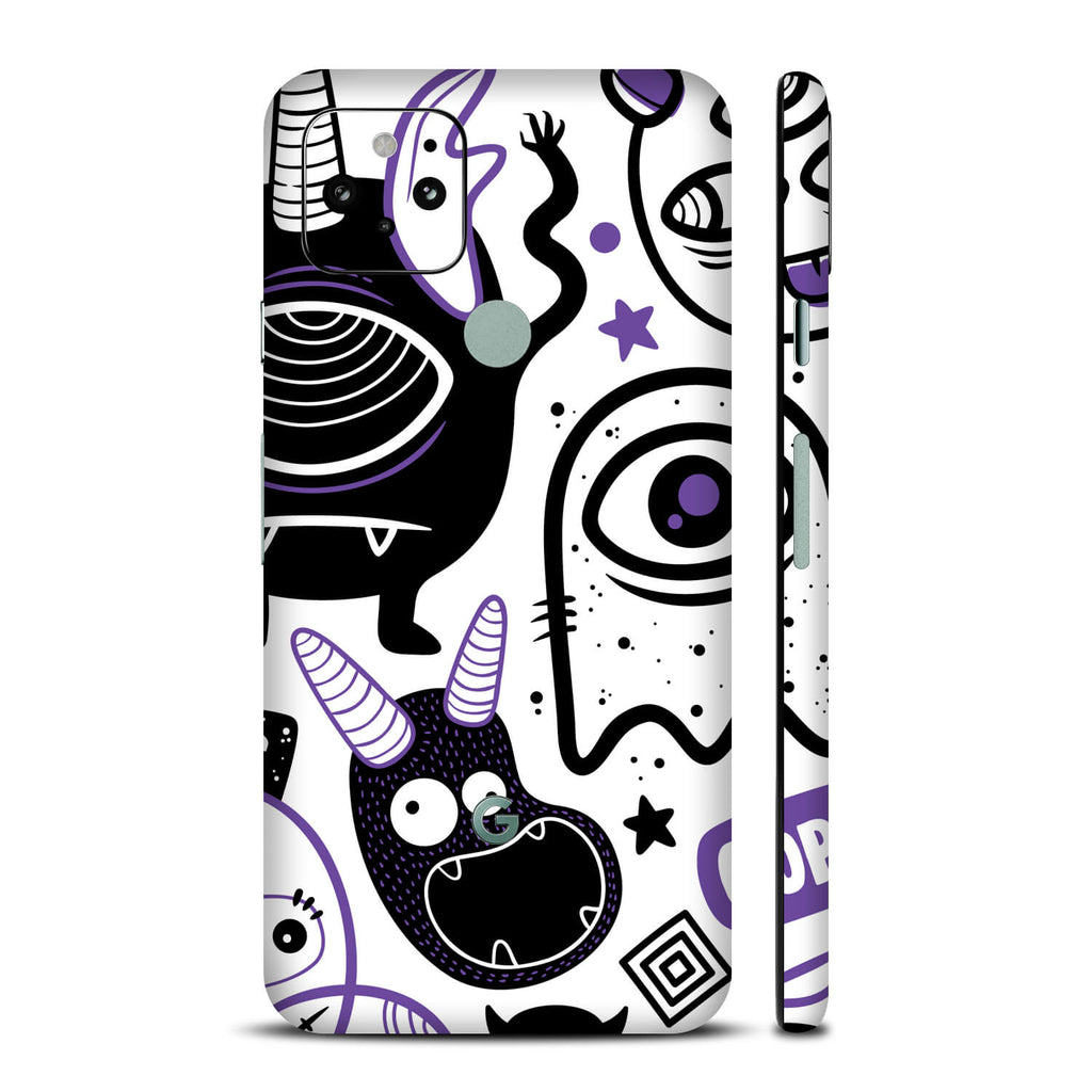 Google Pixel 5 Doodles monster purple skins