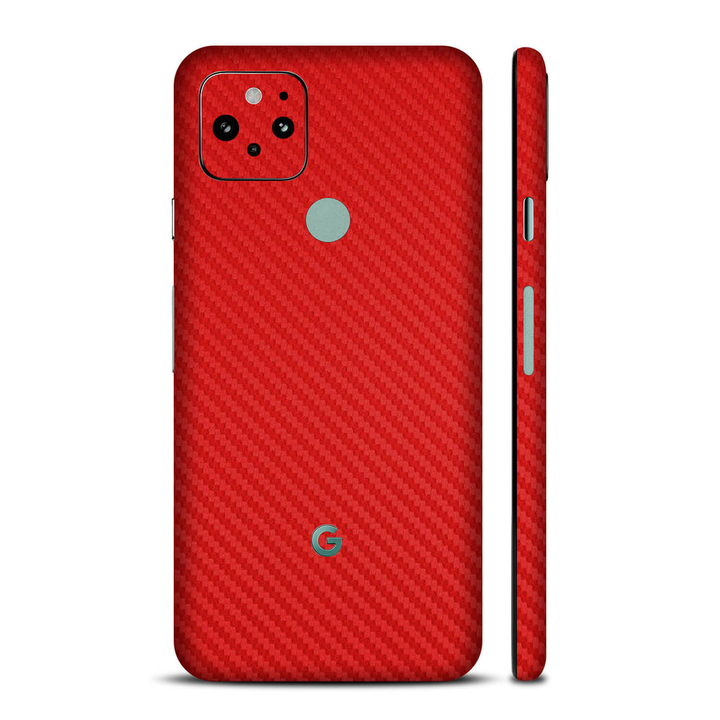 Google Pixel 5 Red Carbon Fibre Skins