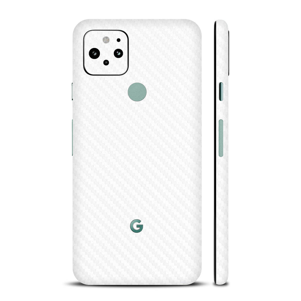 Google Pixel 5 White Carbon Fibre Skins