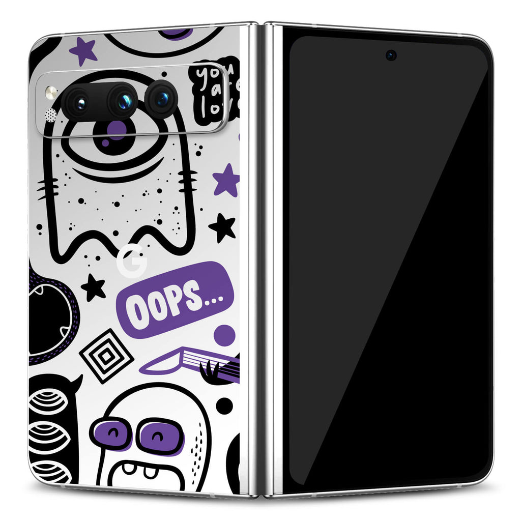 Google Pixel Fold Doodles monster purple skins