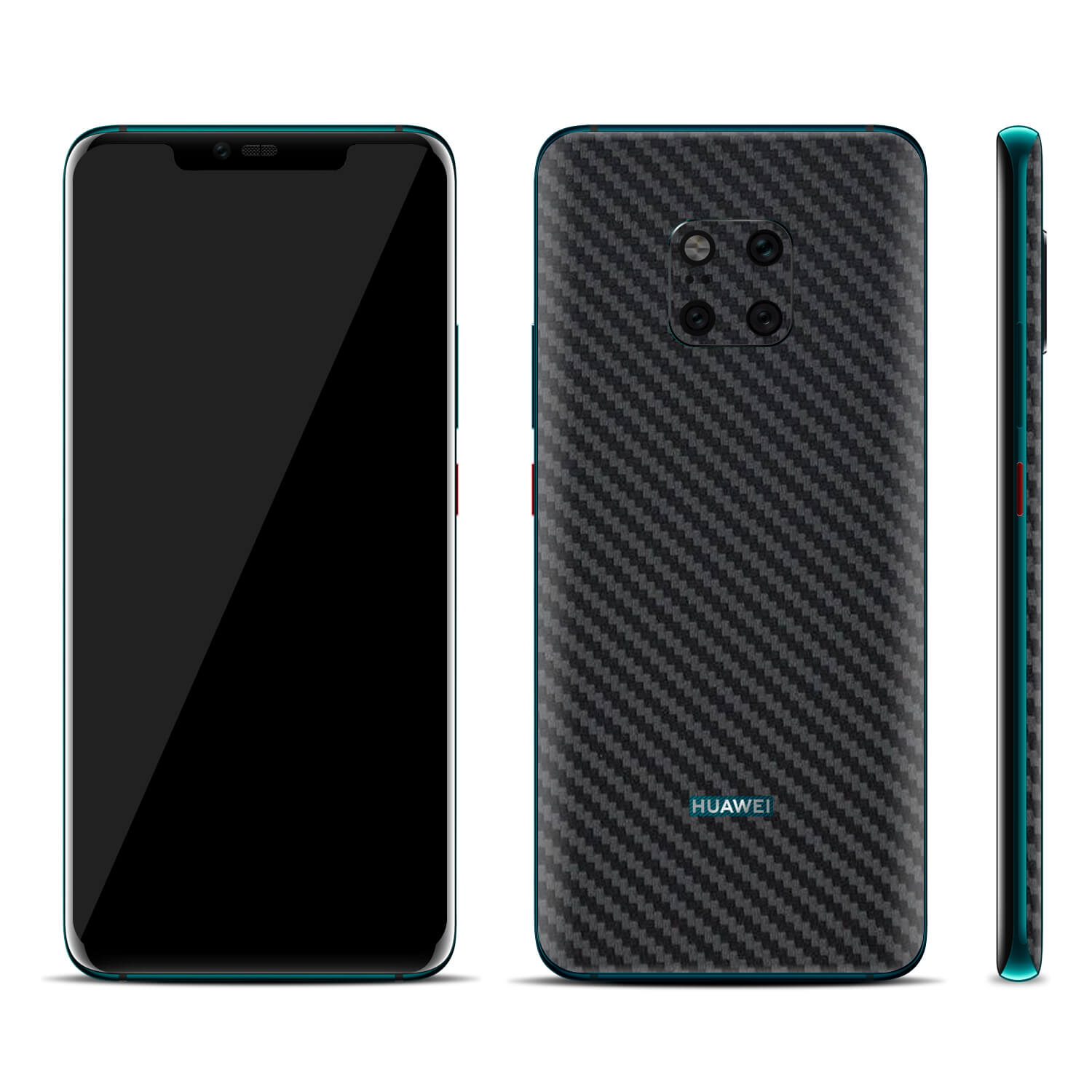 Huawei Mate 20 Pro Black Carbon Fibre Skins