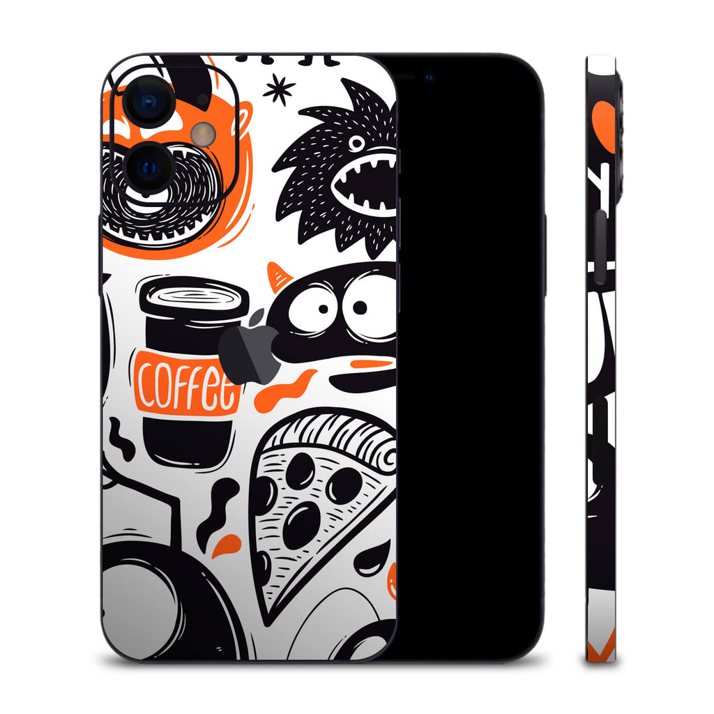 iPhone 12 Doodles monster orange skins