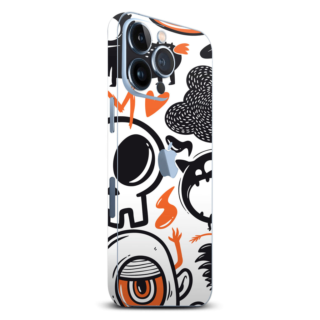 iPhone 13 Pro Max Doodles monster orange skins