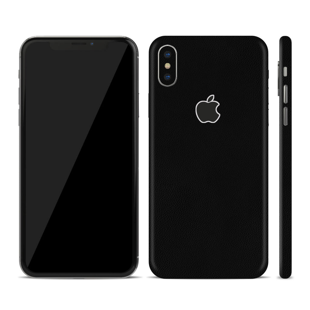 iPhone X Black Leather Skins