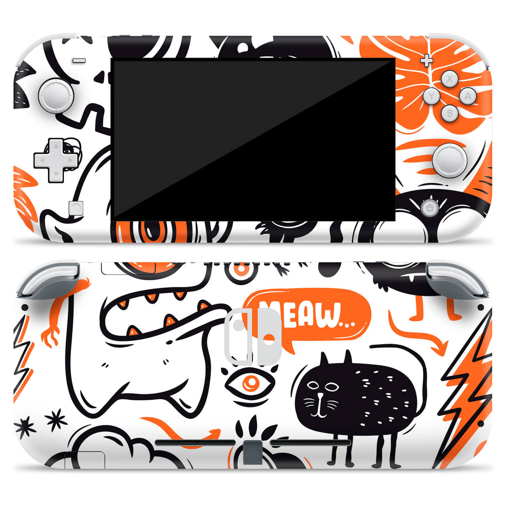 Nintendo Switch Lite Doodles monster orange skins