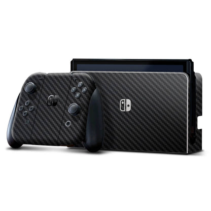 Nintendo Switch OLED Black carbon fibre skins