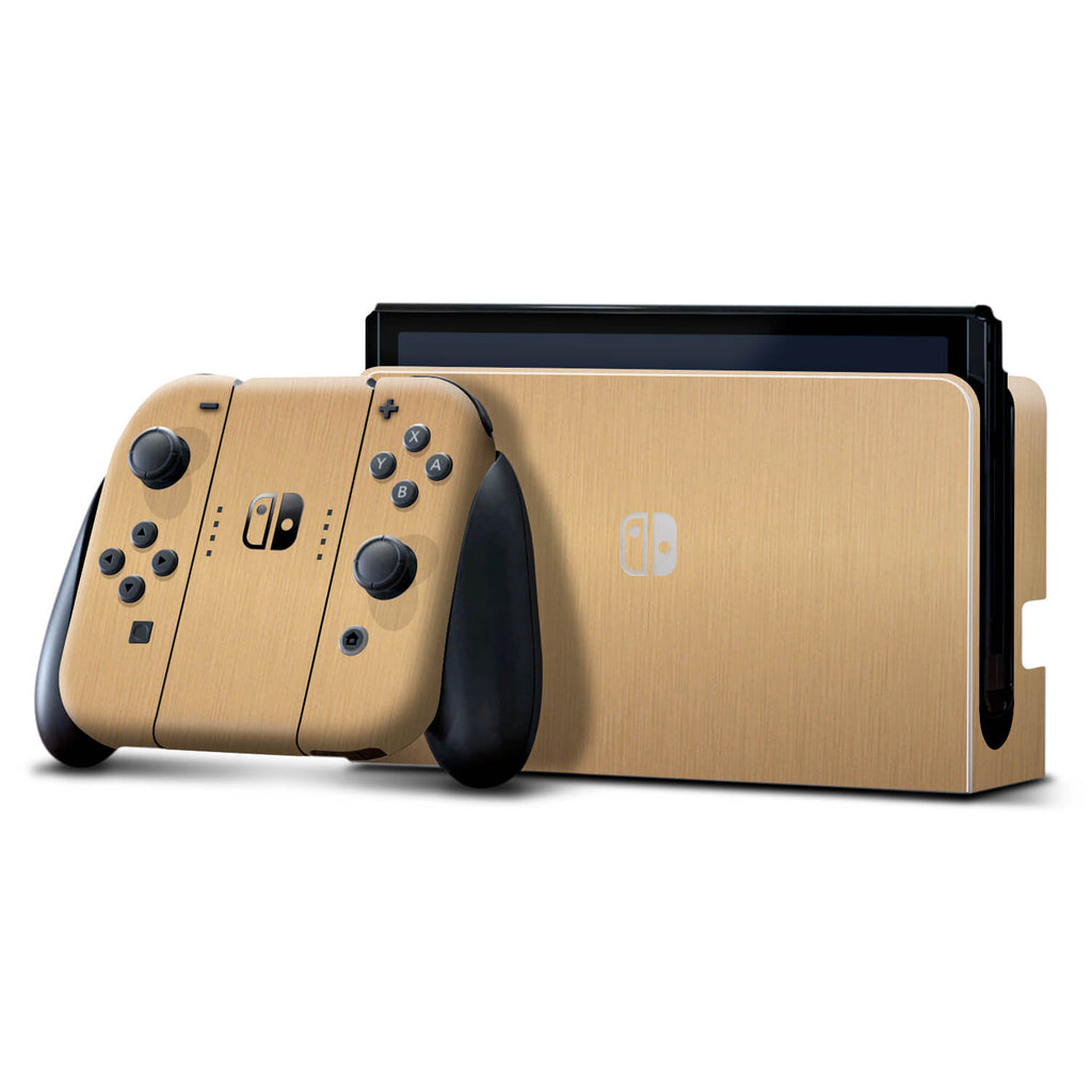 Nintendo Switch OLED Brushed gold skins