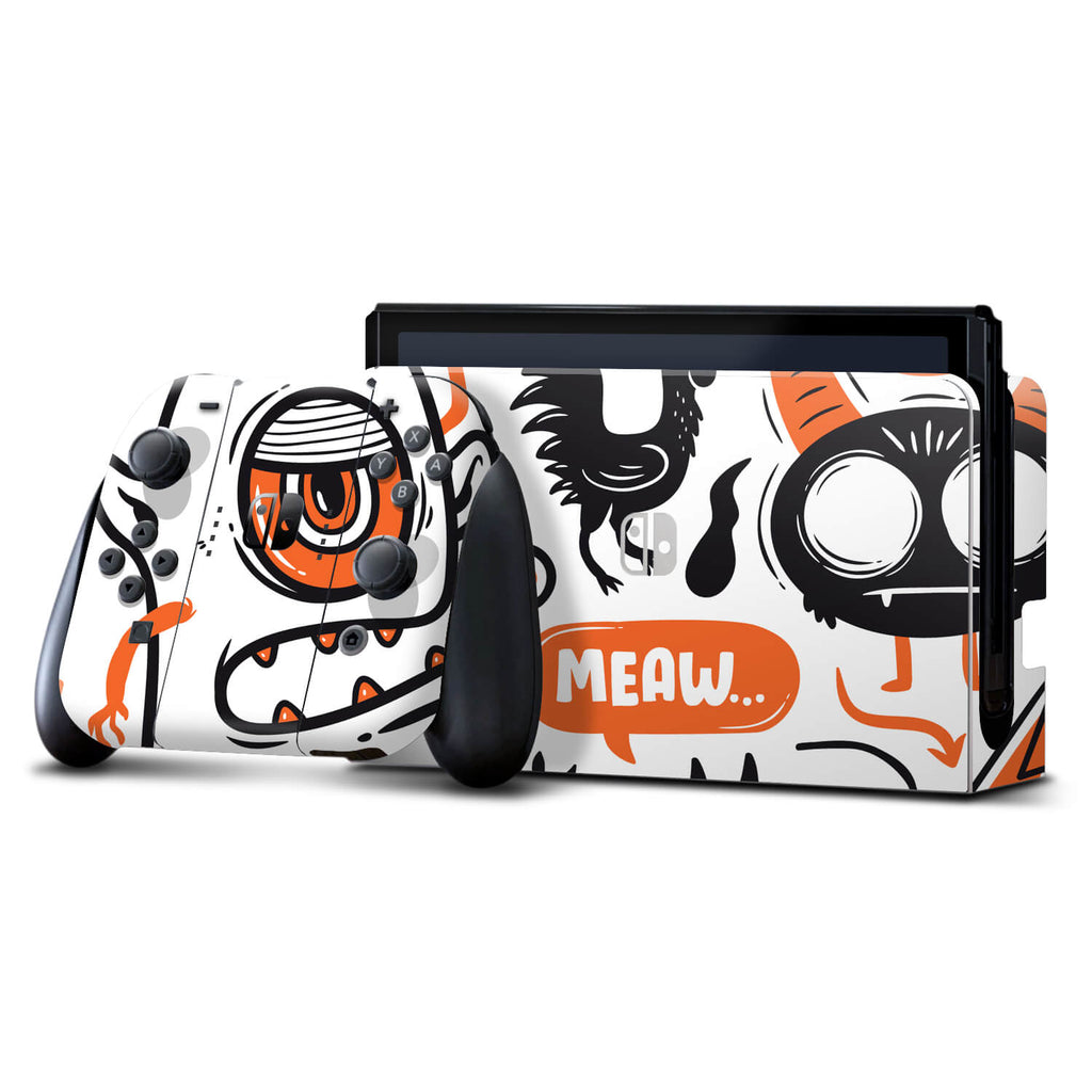 Nintendo Switch OLED Doodles monster orange skins