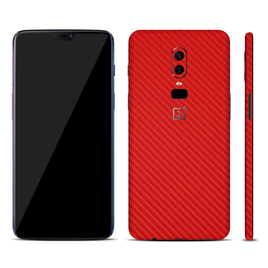OnePlus 6 Red Carbon Fibre Skins