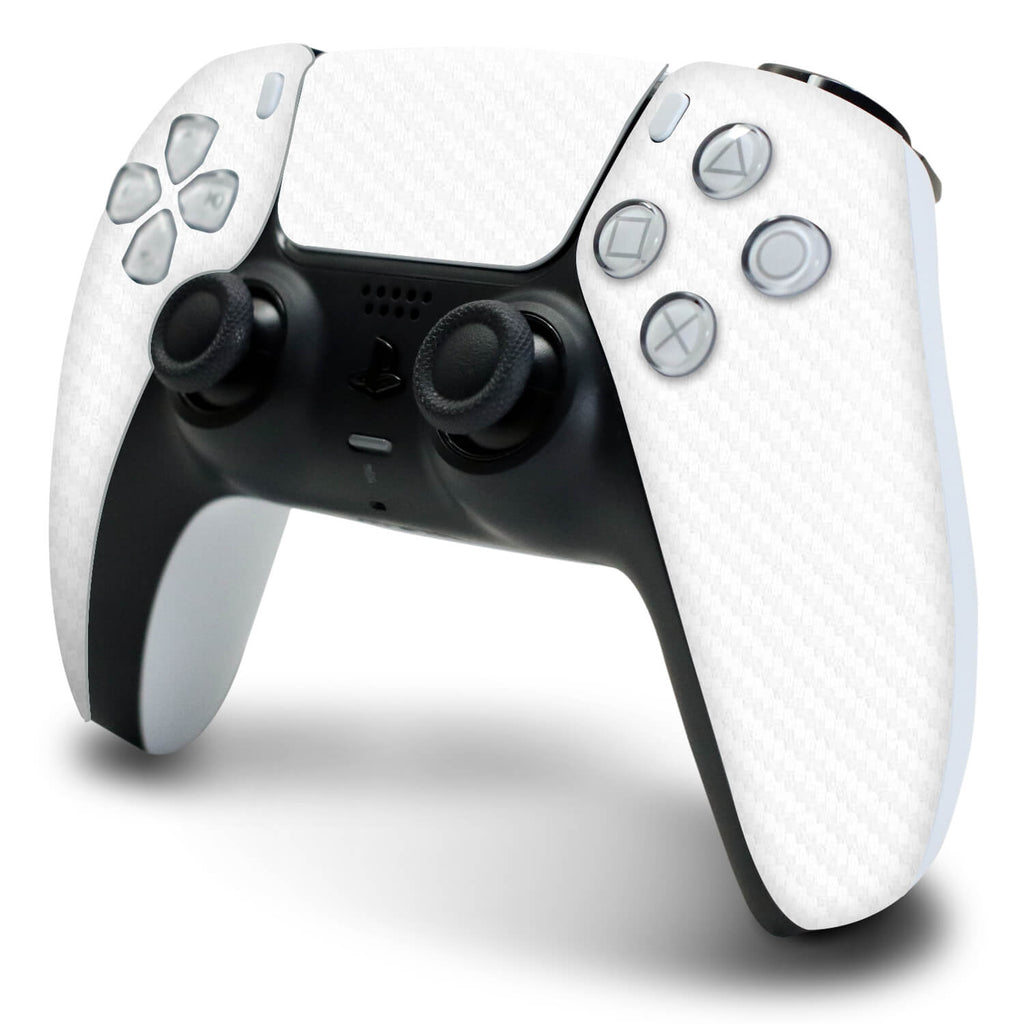 PS5 DualSense Controller White Carbon Fibre Skins